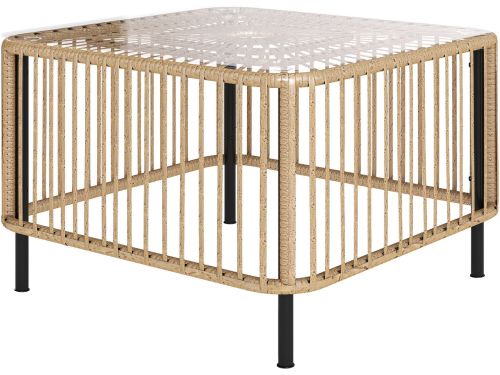 4goodz Bijzettafel Polyrattan met Glasplaat 65x65 cm - Bruin