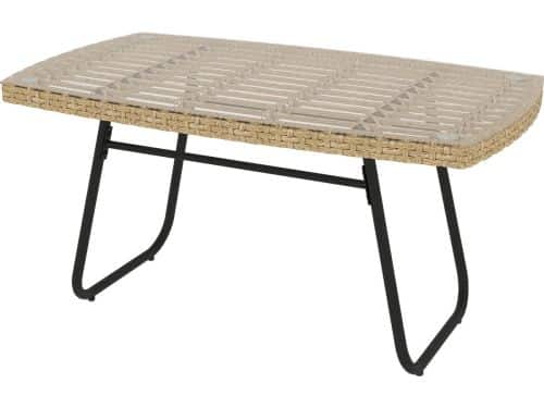 4goodz Bijzettafel Polyrattan met Glasplaat 90x50 cm - Bruin