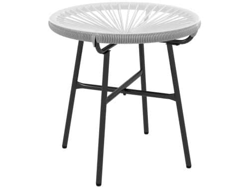 4goodz Bijzettafel Rond Polyrattan met Glasplaat 50 cm - Grijs