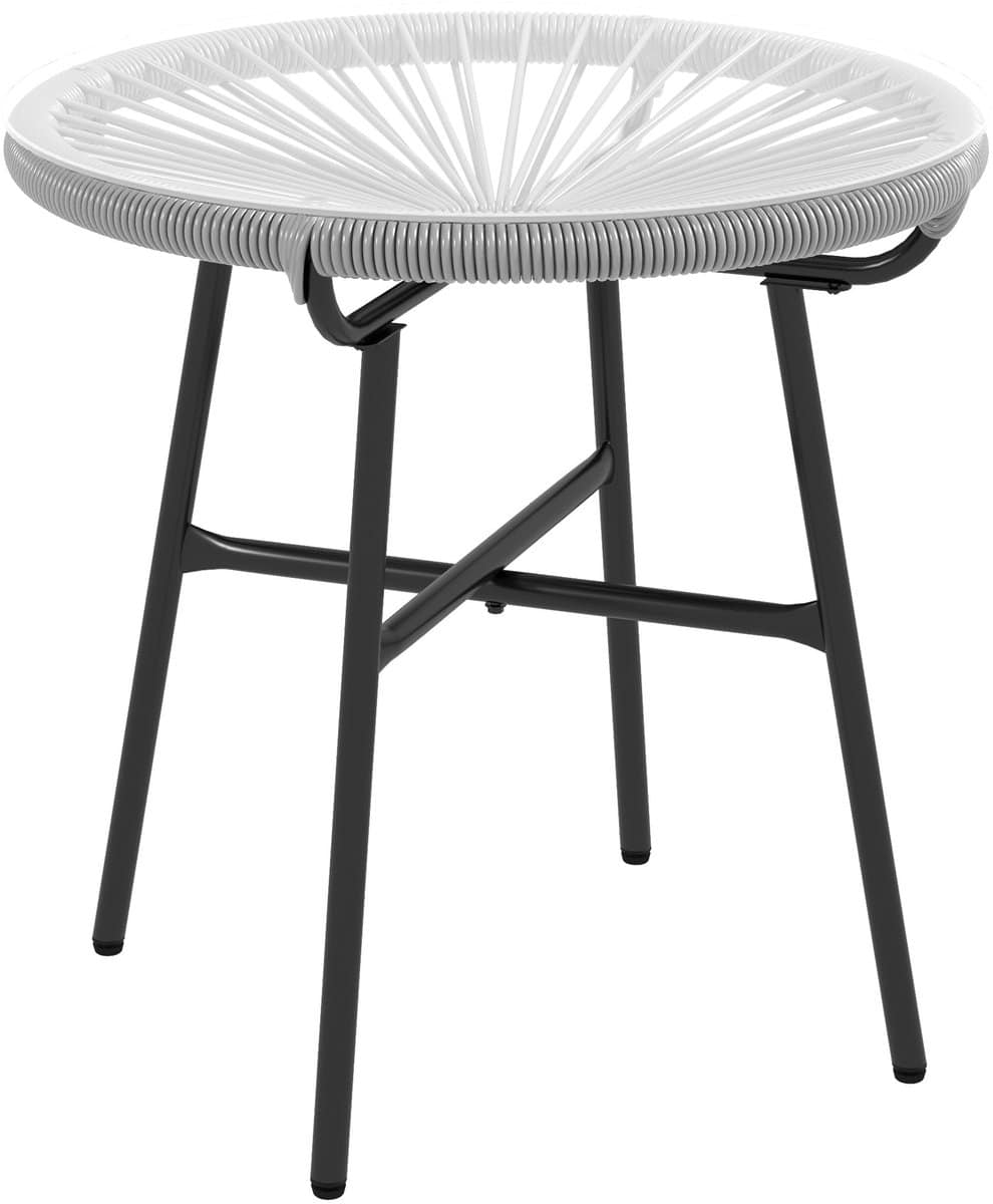 4goodz bijzettafel rond polyrattan met glasplaat 50 cm grijs