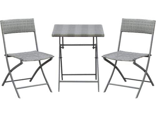 4goodz Bistroset Rattan - Balkonmeubel Set 3-Delig - Grijs