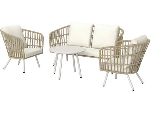 4goodz Tuinmeubelset 4-delig met salontafel bank en 2 stoelen