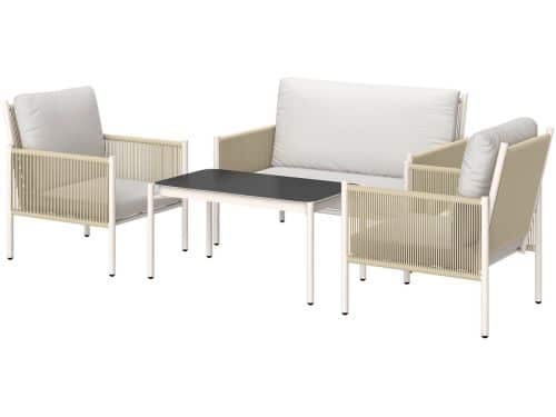 4goodz Tuinmeubelset 4-delig met salontafel bank en 2 stoelen