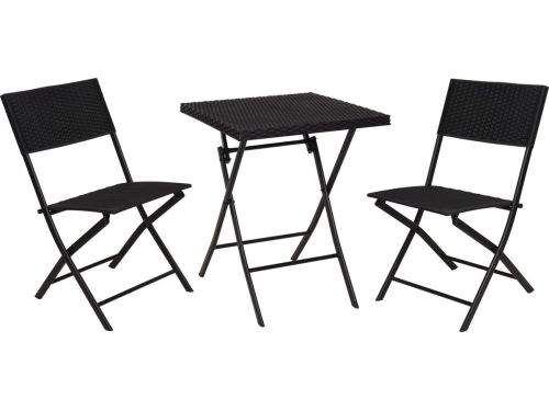 4goodz Zwarte Bistroset Wicker 2-persoons - balkon stoelenset - Zwart