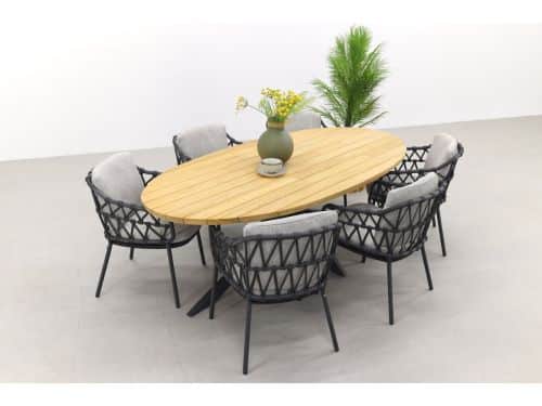 4SO Calpi/Prado Ellips 240x115 cm. - Ovale tuinset - 7-delig