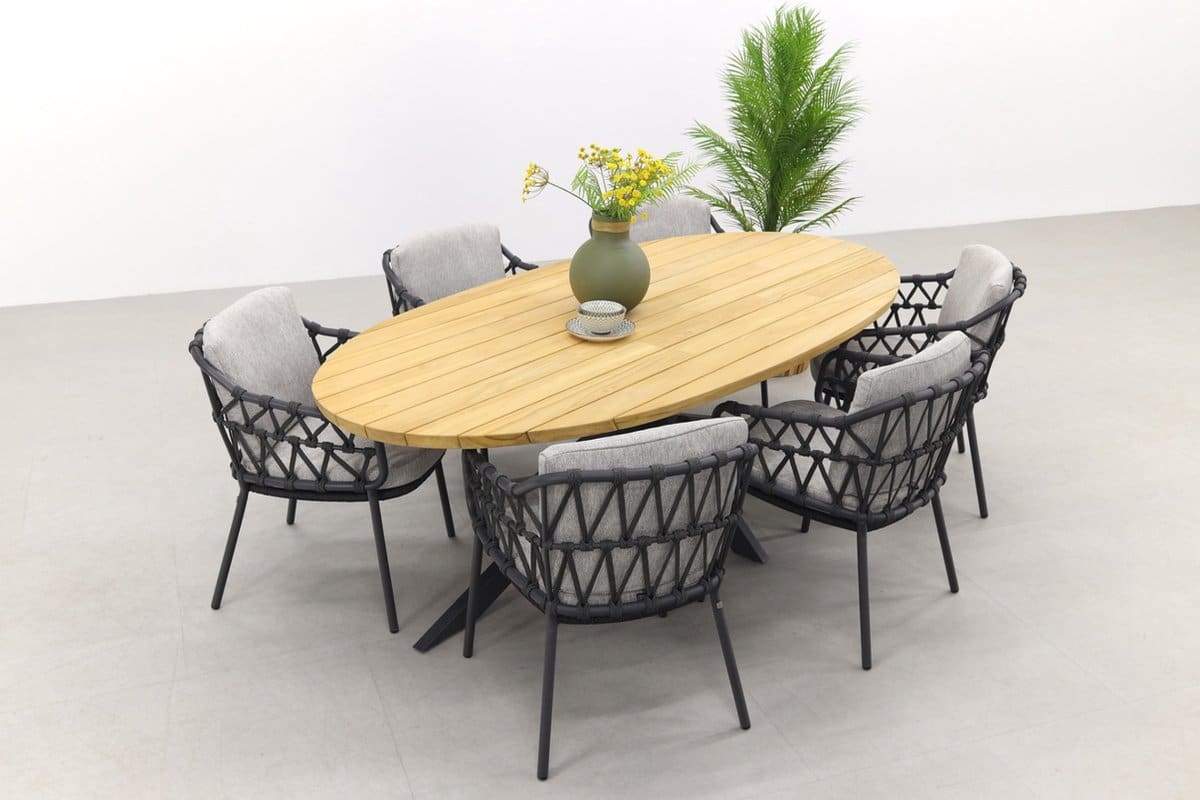 4so calpi/prado ellips 240×115 cm. ovale tuinset 7 delig