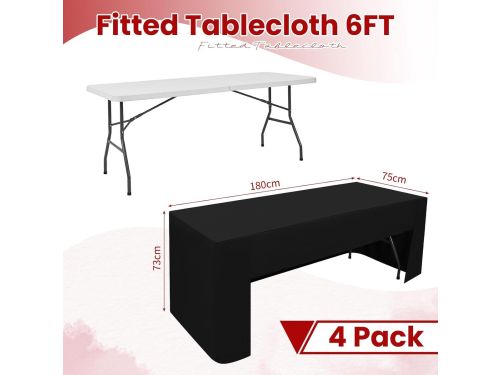 4x Zwart Tafelkleed 180 cm Open Rug - Universele Pasvorm