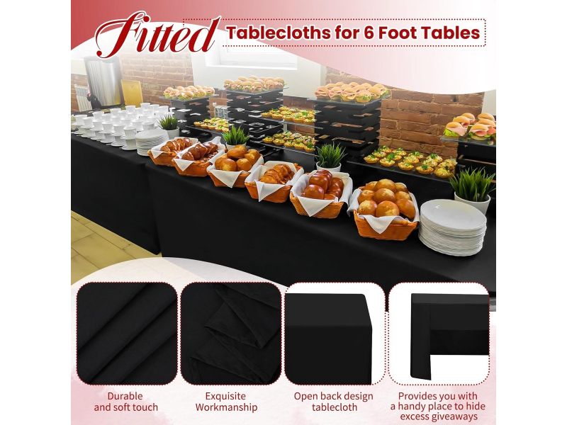 4x Zwart Tafelkleed 180 cm Open Rug - Universele Pasvorm