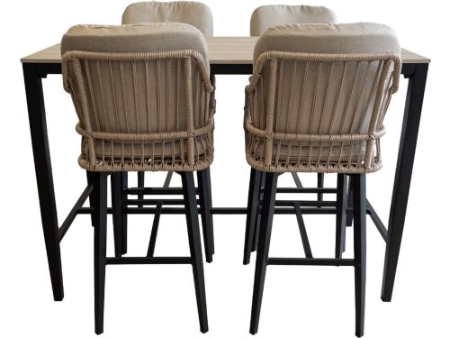 5-delige barset | 4 Isabel barstoelen Sand | Cyprus bartafel