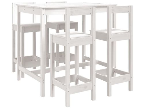 5-delige Barset | Loungeset | Tuinset massief grenenhout wit