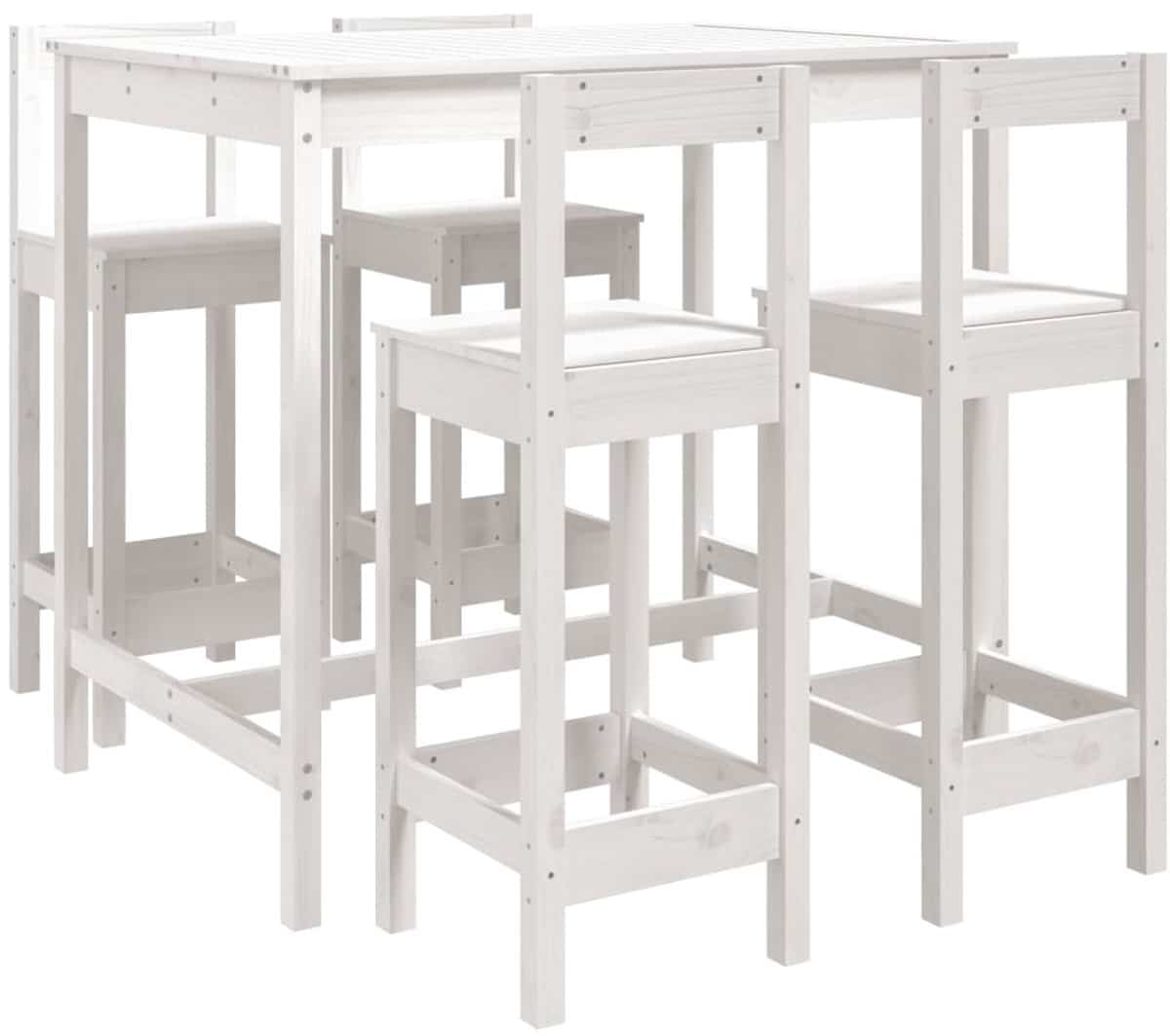 5 delige barset | loungeset | tuinset massief grenenhout wit