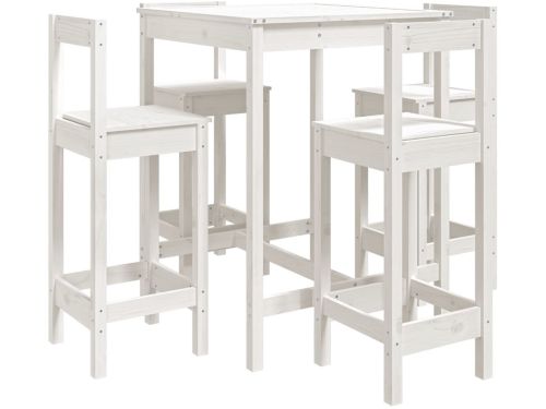 5-delige Barset | Loungeset | Tuinset massief grenenhout wit