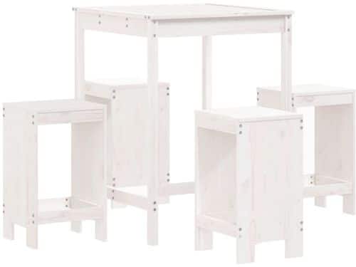 5-delige Barset | Loungeset | Tuinset massief grenenhout wit