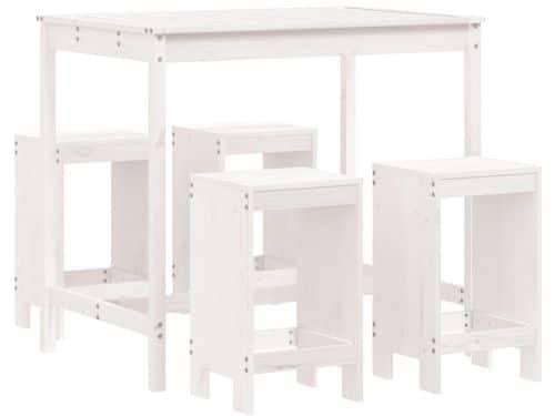 5-delige Barset | Loungeset | Tuinset massief grenenhout wit