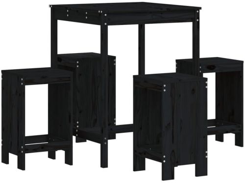 5-delige Barset | Loungeset | Tuinset massief grenenhout zwart