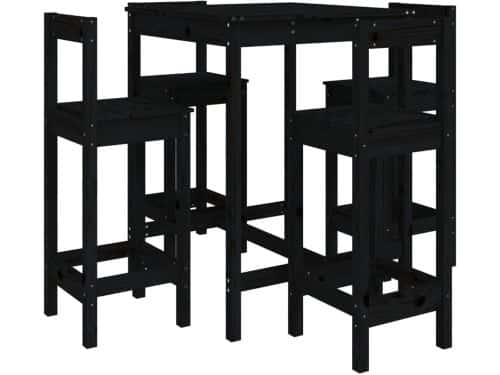 5-delige Barset | Loungeset | Tuinset massief grenenhout zwart