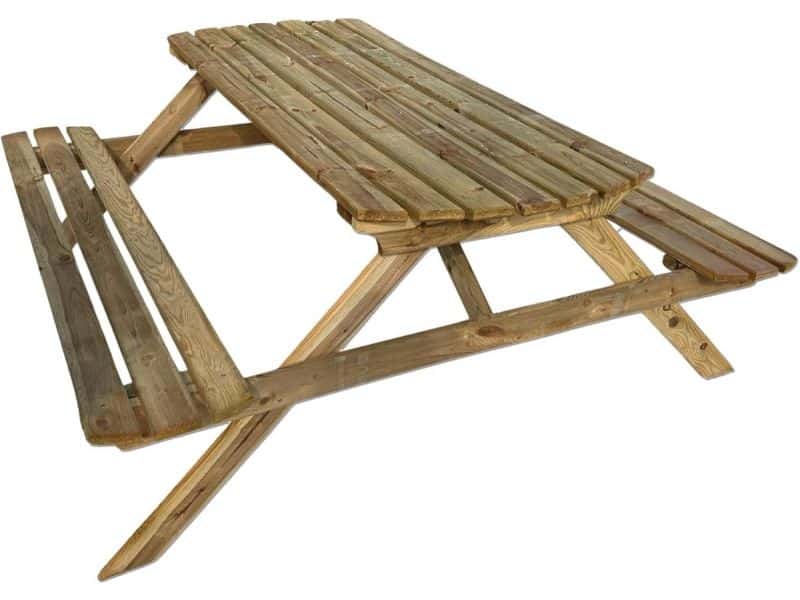 6-zits Houten Picknickbank met Parasolgat - Duurzaam en Modern voor