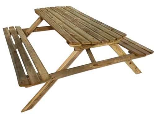 6-zits Houten Picknickbank met Parasolgat - Duurzaam en Modern voor