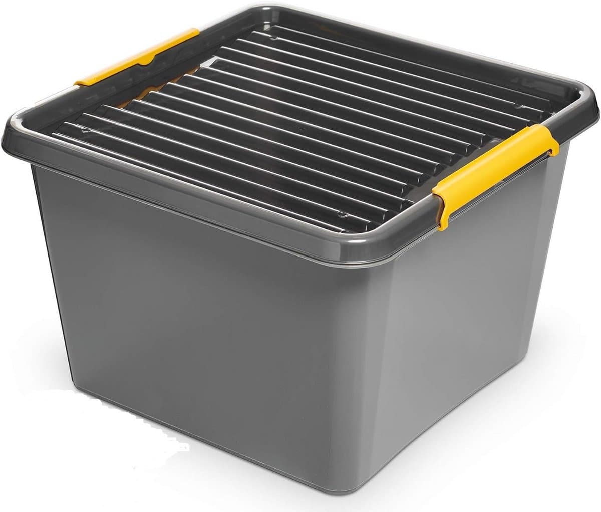 6x stevige opbergbox 32 liter met deksel en klemmen