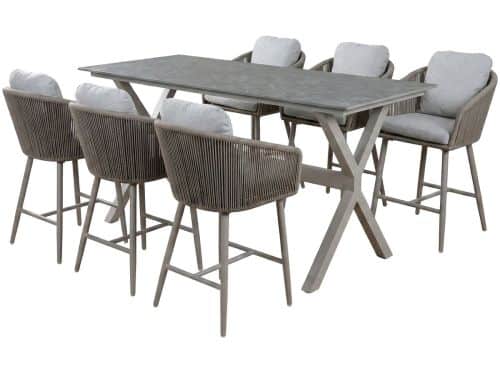 7-delige barset | 6 barstoelen Alezio (Camel) | Bartafel Barletta