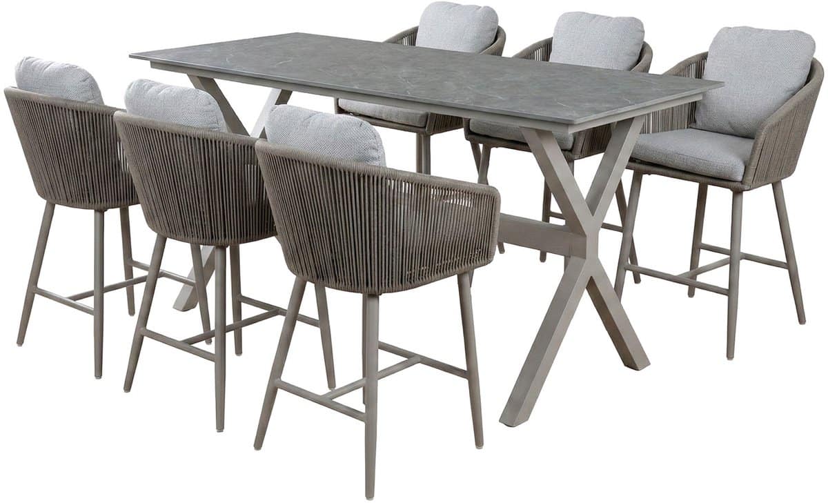 7 delige barset | 6 barstoelen alezio (camel) | bartafel barletta