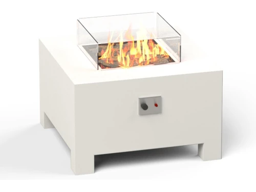 Adezz Burni vuurtafel Brann aluminium wit 80x80x50cm.