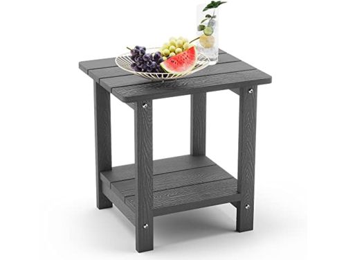 Adirondack Bijzettafel voor Buiten - Donkergrijze, Weerbestendige Moderne Terrasbijzettafel