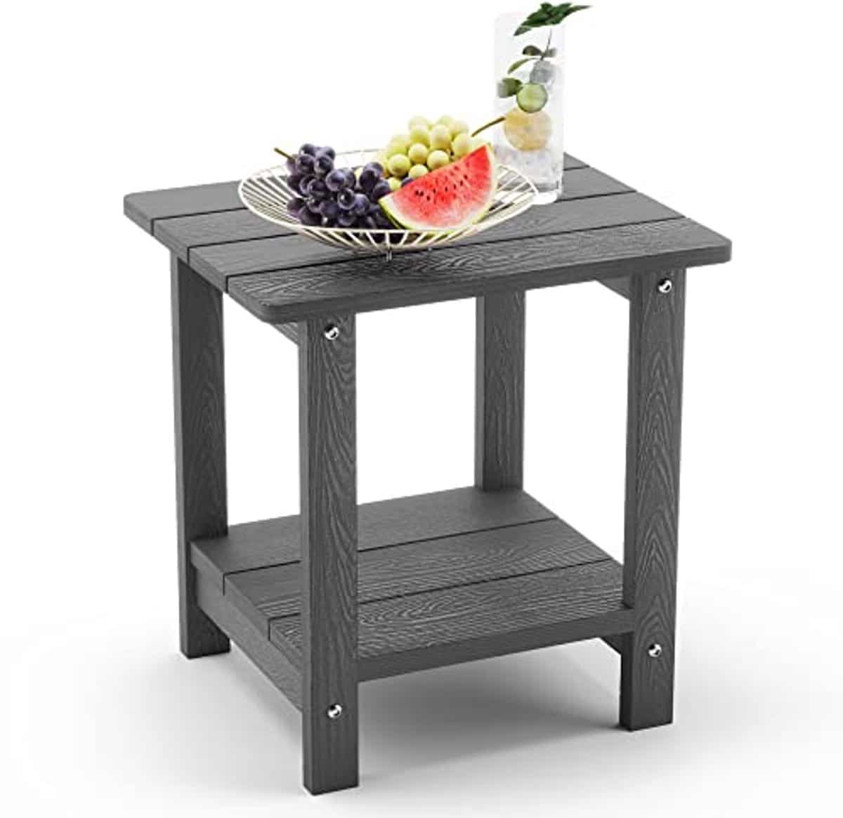 adirondack bijzettafel voor buiten donkergrijze, weerbestendige moderne terrasbijzettafel