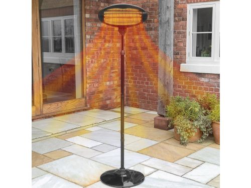 Afgeronde Terrasverwarmer - 2-in-1 Wandgemonteerd en Vrijstaand | Draagbare Elektrische