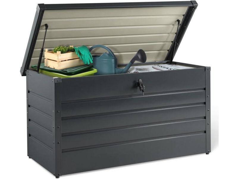 Afsluitbare metalen opbergdoos voor buiten 350L - Antracietgrijs