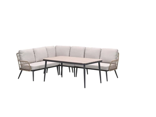 Allasio lounge dining hoekset 5 delig carbon black met zand