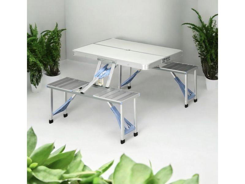 aluminium kampeertafel, klaptafel, picknicktafel, picknickkoffer zitgroep, klaptafel-groep met 4 zitplaatsen