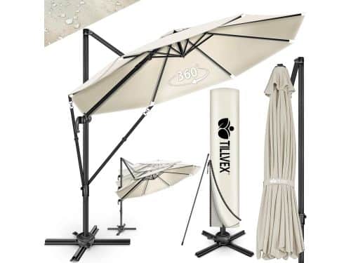 Aluminium parasol 330 cm met afdekking en windbescherming