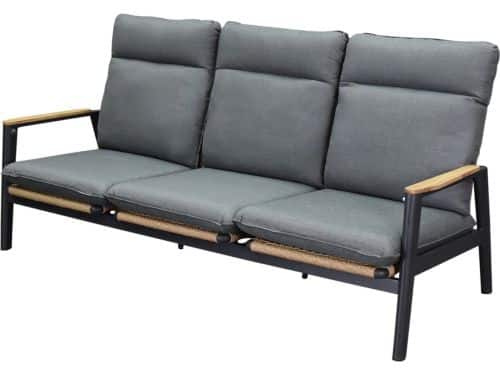 Alzano verstelbare 3-zitsbank aluminium teak antraciet