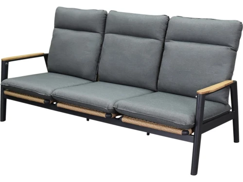 Alzano verstelbare 3-zitsbank aluminium teak antraciet