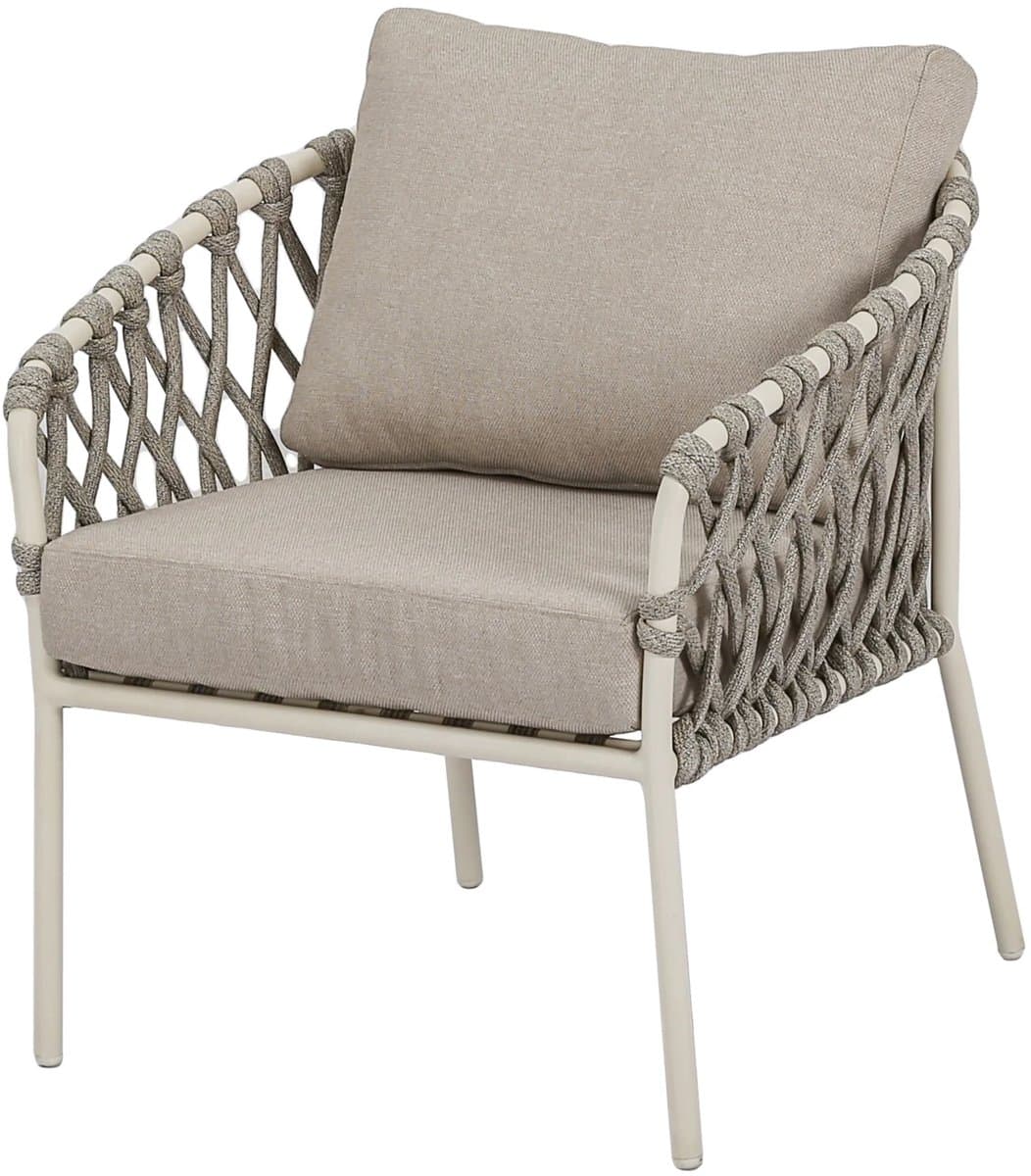 amalfi low dining tuinstoel natural sand aluminium latte