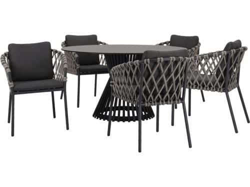Amalfi Pasadena dining tuinset 140 cm rond 6 delig antraciet