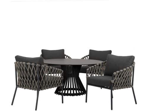 Amalfi Pasadena low dining tuinset 5 delig antraciet