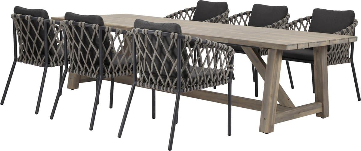 amalfi ravello dining tuinset 250x100xh76 cm 7 delig rope acacia