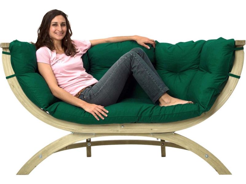 Amazonas Lounge Tuinbank Siena Due Groene Kussens - Vurenhout