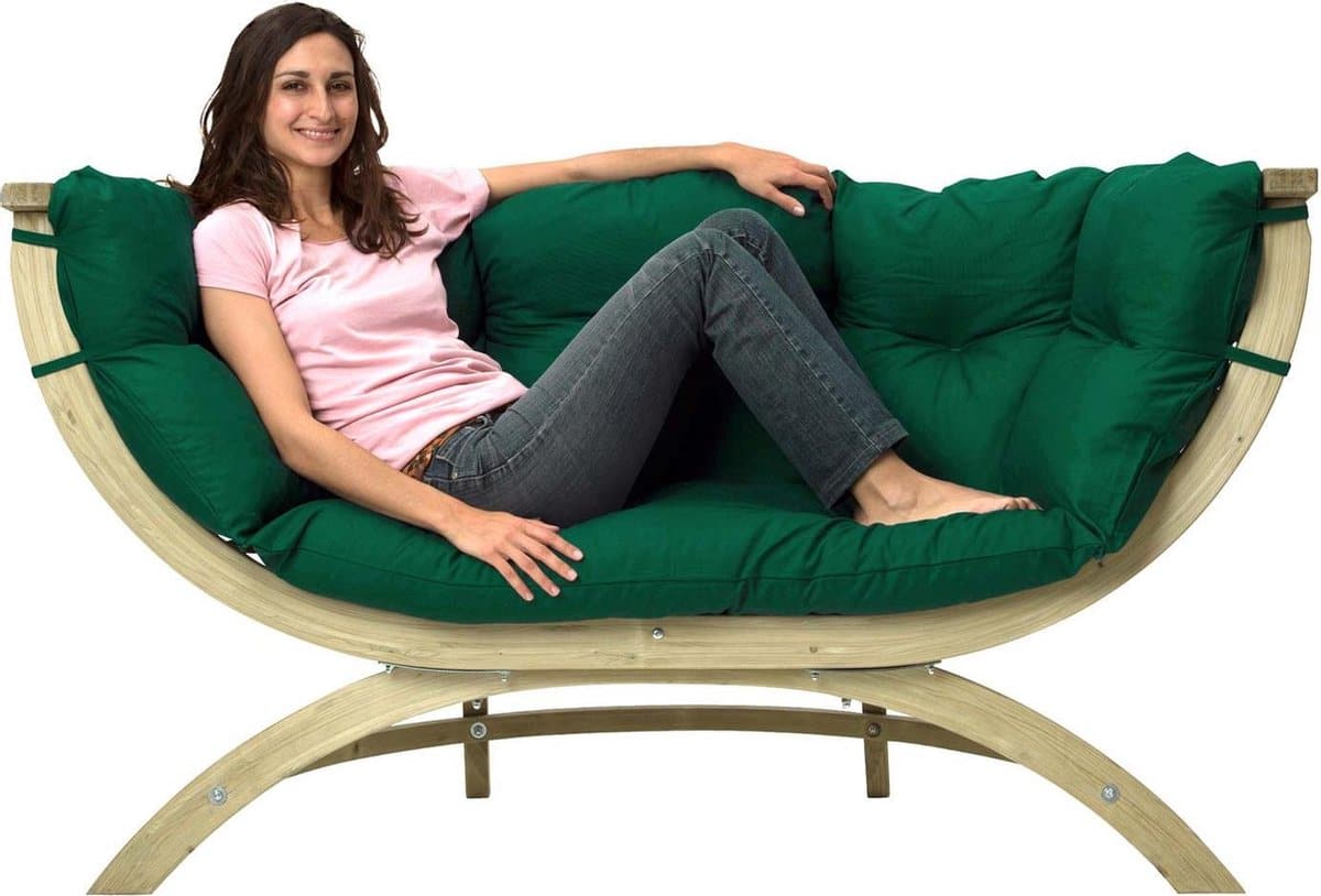 amazonas lounge tuinbank siena due groene kussens vurenhout