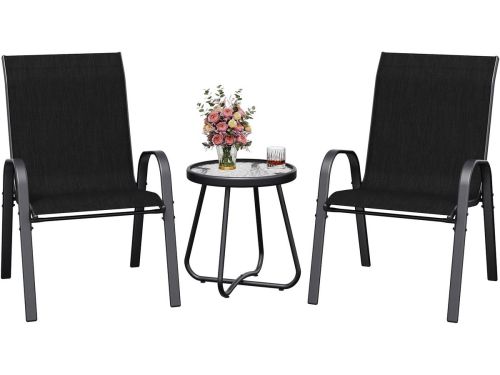 Amopatio 3-delige balkonmeubelset, bistroset klein, met bistrotafel en 2 stapelbare