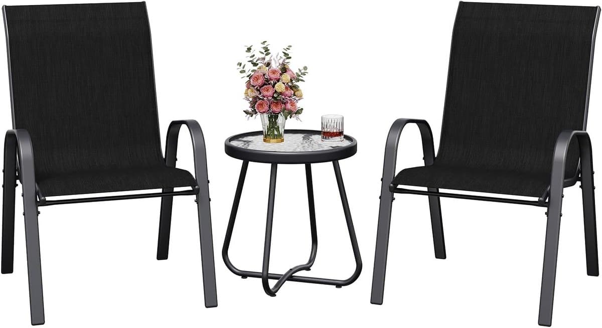 amopatio 3 delige balkonmeubelset, bistroset klein, met bistrotafel en 2 stapelbare