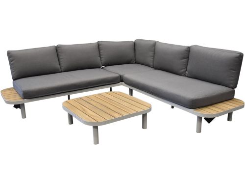 Amore platform hoek loungeset 3 delig latte zand aluminium