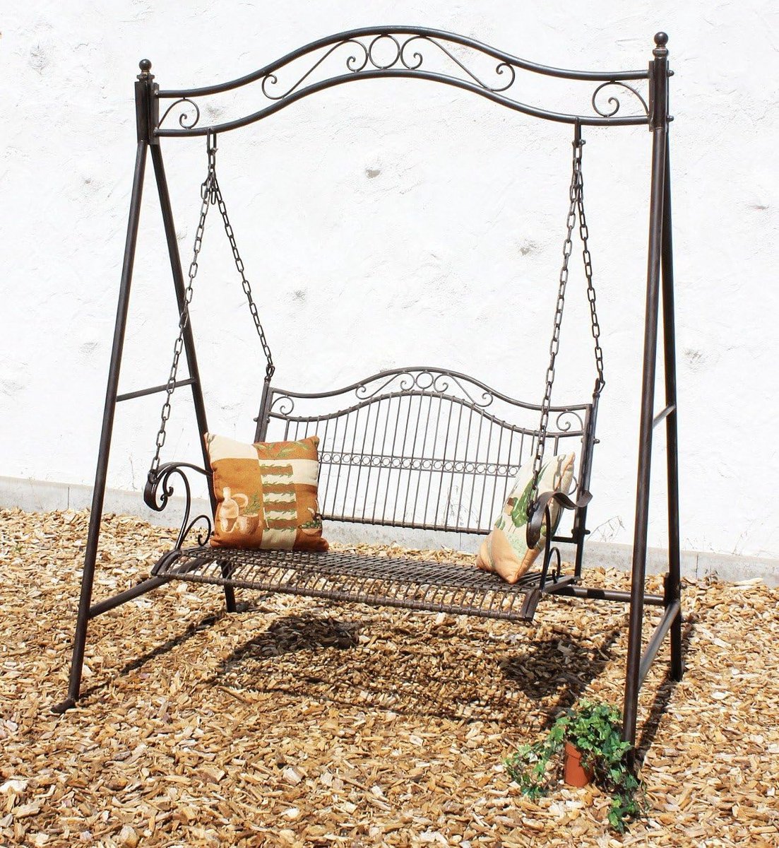 antieke metalen schommelbank voor 2 personen klassieke tuinschommel smeedijzer