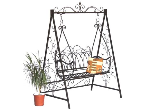 Antieke Metalen Schommelbank voor 2 Personen met Sierlijke Afwerking