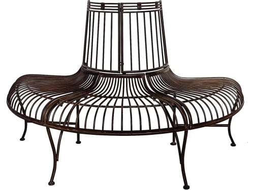 Antieke Tuinbank Metaal IJzer Bruin | Decoratieve Buitenbank 134cm