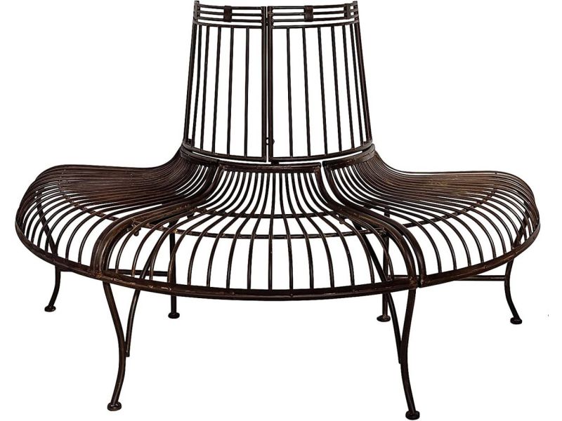 Antieke Tuinbank Metaal IJzer Bruin | Decoratieve Buitenbank 134cm