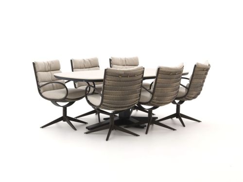 Apple Bee Camp Bay/Zanzibar Deens Ovaal 220cm dining tuinset 7-delig draaibaar - Laagste prijsgarantie!