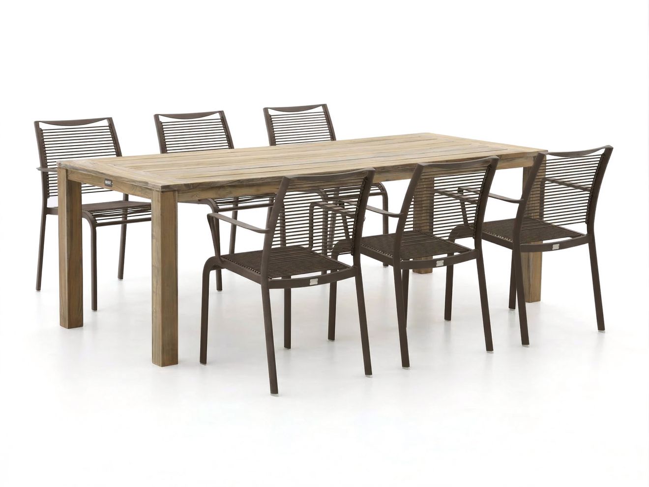 apple bee hawaii/rough s 220cm dining tuinset 7 delig stapelbaar laagste prijsgarantie!